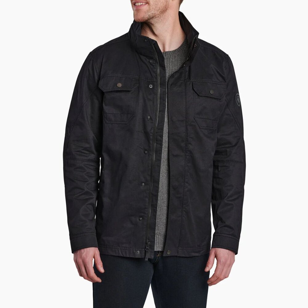 Kuhl Kollusion Jacket Men Large Blackout Wax Coated Outdoor Hooded Full Zip 1179